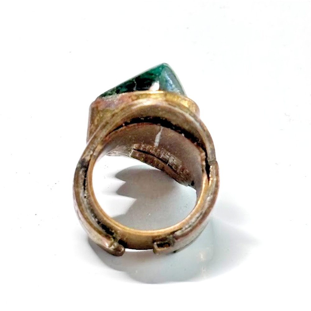 Vtg GELCIC CHILE Patricio Court Brutalist Bronze Chrysocolla Necklace Ring NOS - Picture 15 of 16